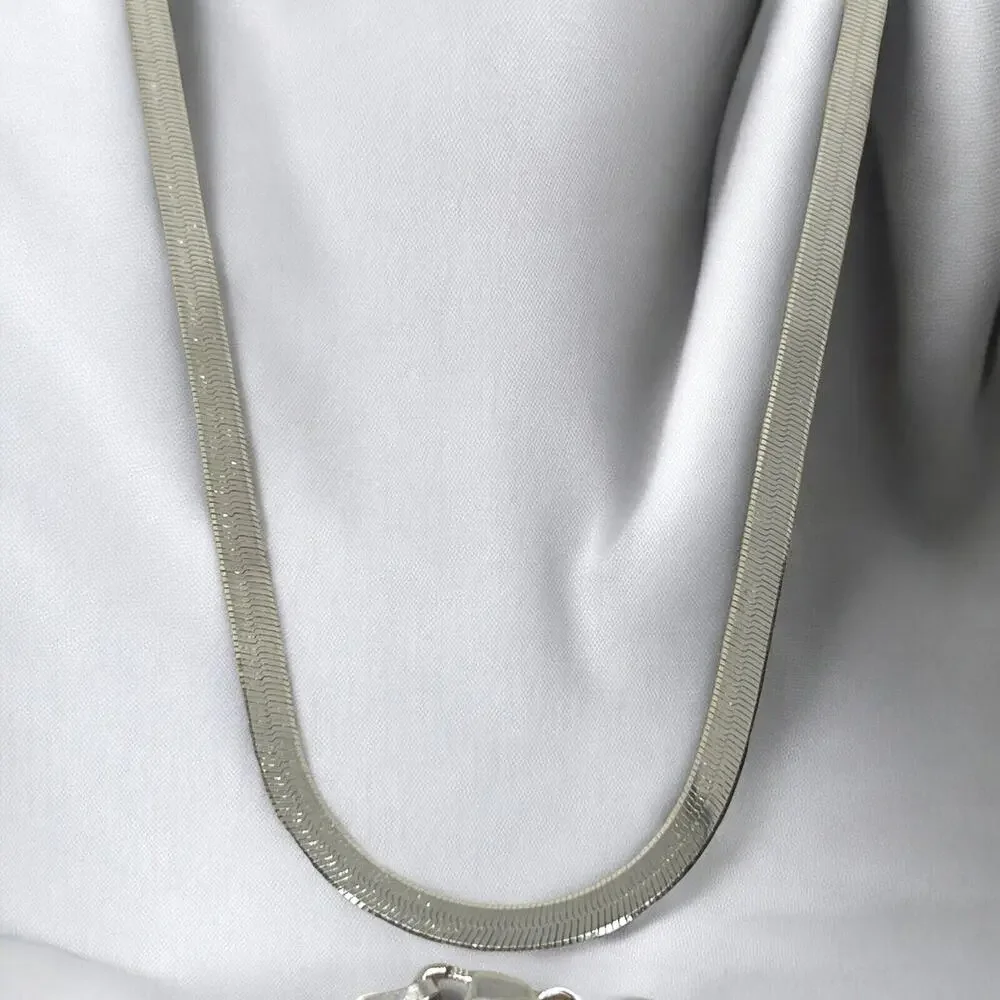 Sterling Silver Herringbone Chain Necklace Bracelet (2 Piece Set) Chic 3.5mm NEW